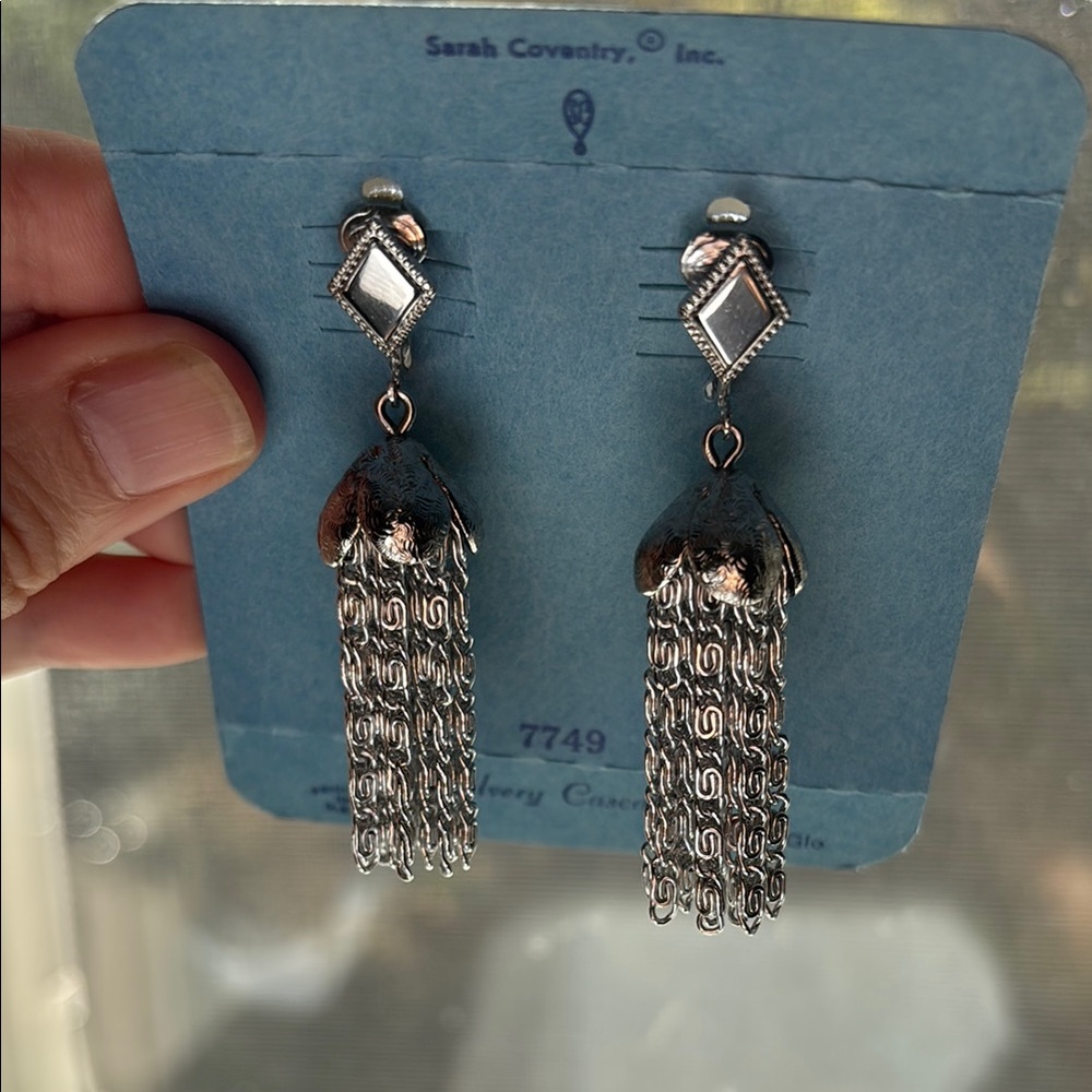 Sarah Coventry Silver Chain Drop Earrings